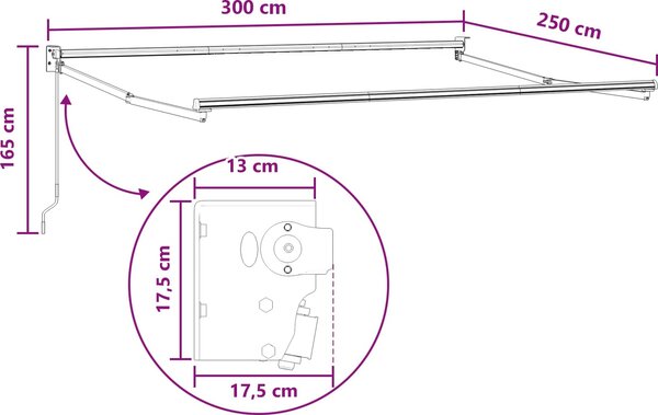 VidaXL Zatahovací markýza modrá a bílá 3 x 2,5 m textil a hliník [3425864] Barva: Taupe (antracitový rám)
