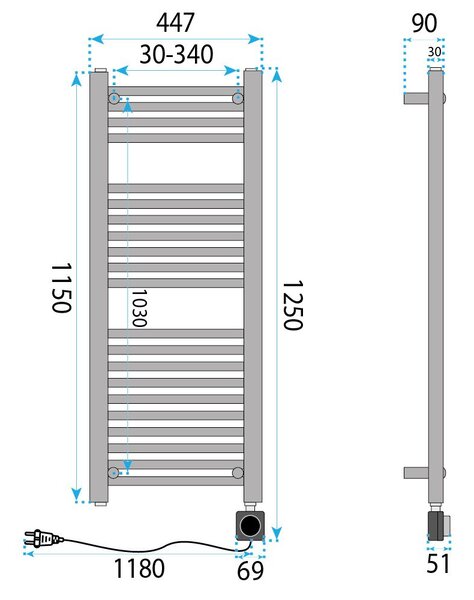 Elektrický radiátor Rea Moris 115x45 White
