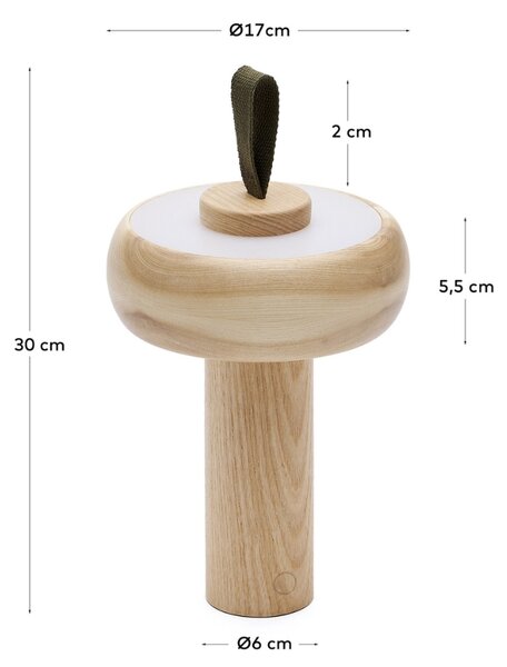 Dřevěná stolní LED lampa Kave Home Luba