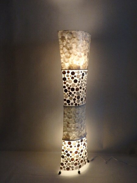 Stojací lampa PERLA bílá, pravá perleť, ruční práce