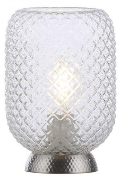 LEUCHTEN DIREKT is JUST LIGHT LED stolní lampa stříbrná hra světla rýhované čiré sklo šňůrový vypínač LD 14906-55