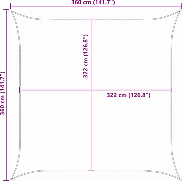 VidaXL Stínicí plachta 3,6 x 3,6 m 100% polyester oxford [42030994] Barva: Světlá šedá a bílá