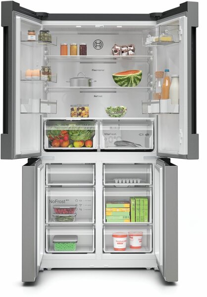 Bosch Serie 4 KFN96VPEA lednice s mrazničkou (vedle sebe) Stojací 605 l E Nerezová ocel
