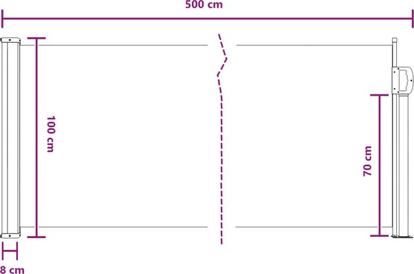 VidaXL Zatahovací boční markýza 100 x 500 cm [42035457] Barva: Písková
