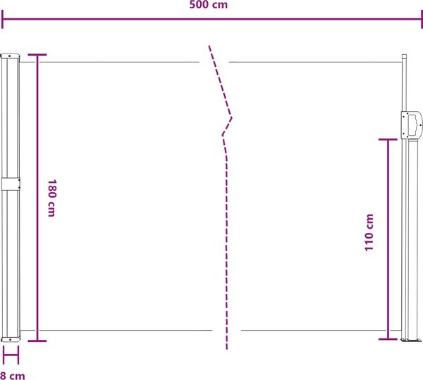 VidaXL Zatahovací boční markýza 180 x 500 cm [42035486] Barva: Písková