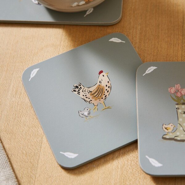 Šedé korkové podtácky v sadě 4 ks Hen House Lane – Cooksmart ®