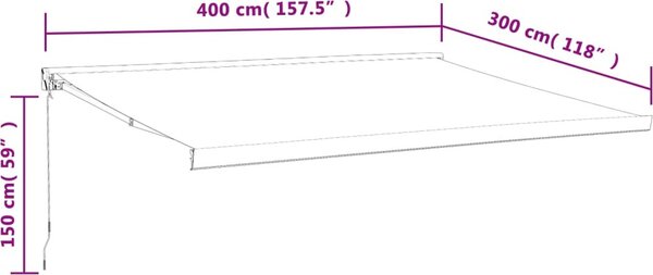 VidaXL Zatahovací markýza antracitová 4 x 3 m textil a hliník [3154533] Barva: Krémová (bílý rám)