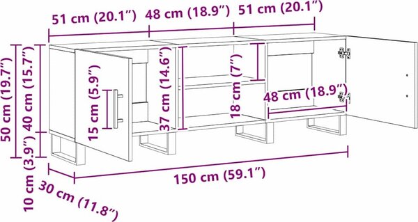 VidaXL TV skříňka 150 x 30 x 50 cm kompozitní dřevo [879600] Barva: Staré dřevo
