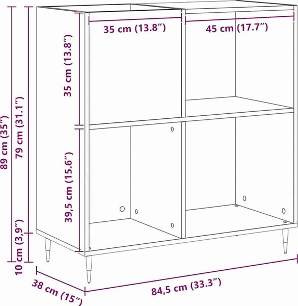 VidaXL Skříňka na LP desky 84,5x38x89 cm kompozitní dřevo [862910] Barva: dub artisan