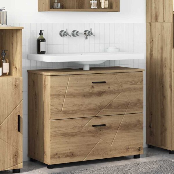 VidaXL Koupelnová skříň 76,5 x 35 x 64 cm Kompozitní dřevo & kov [883302] Barva: Staré dřevo