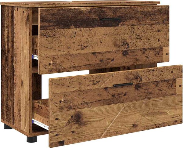 VidaXL Koupelnová skříň 76,5 x 35 x 64 cm Kompozitní dřevo & kov [883302] Barva: Staré dřevo