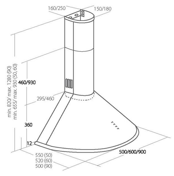 Akpo WK-4 Dandys Eco 50 Komínový odsavač par Inox