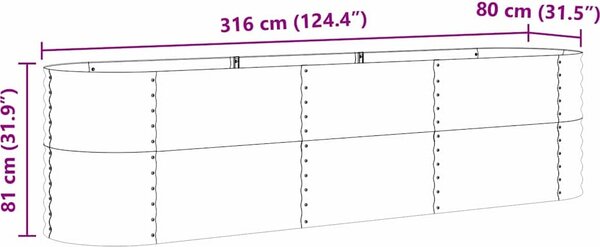 VidaXL Vyvýšený záhon 320 x 80 x 81 cm pozinkovaná ocel [42011326] Barva: Hnědá