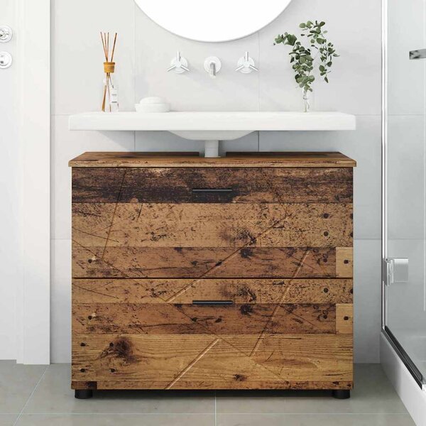 VidaXL Koupelnová skříň 76,5 x 35 x 64 cm Kompozitní dřevo & kov [883302] Barva: Staré dřevo