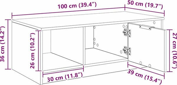 VidaXL Konferenční stolek 102 x 50 x 36 cm kompozitní dřevo [880521] Barva: Staré dřevo