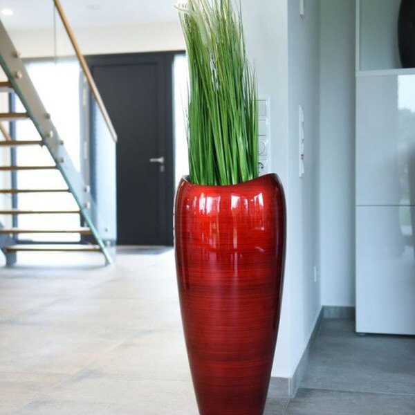 Květináč DELUXE, sklolaminát, výška 81 cm, červeno-černý lesk