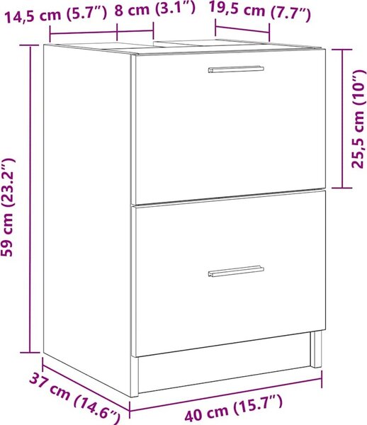 VidaXL Skříňka pod umyvadlo 40x37x59 cm kompozitní dřevo [868814] Barva: kouřový dub