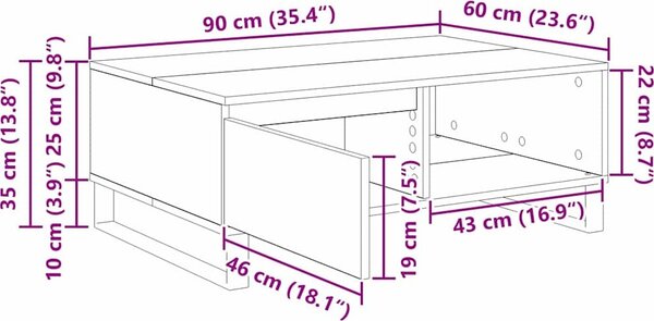 VidaXL Konferenční stolek 90 x 60 x 35 cm kompozitní dřevo [882591] Barva: dub artisan