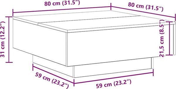VidaXL Konferenční stolek 80 x 80 x 31 cm kompozitní dřevo [862999] Barva: dub sonoma