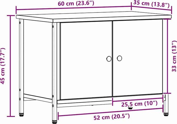 VidaXL TV stolek s dvířky, , 60 x 35 x 45 cm, konstrukční dřevo [873891] Barva: dub artisan
