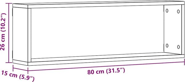 VidaXL Nástěnné obdélníkové police 4 ks 80 x 15 x 26,5 cm [862644] Barva: Bílá