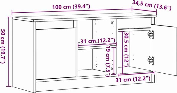 VidaXL TV skříňka s LED 100 x 34 x 50 cm kompozitní dřevo [873917] Barva: dub artisan
