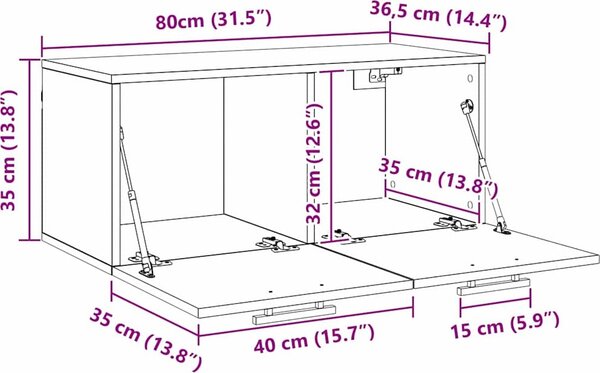 VidaXL Nástěnná skříňka 80 x 36,5 x 35 cm kompozitní dřevo [879560] Barva: Černý dub