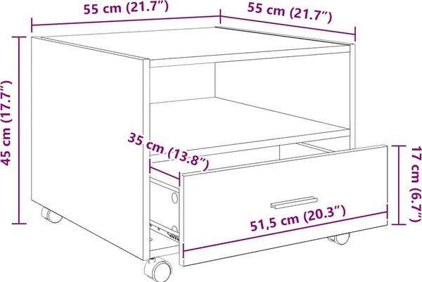 VidaXL Konferenční stolek 55 x 55 x 40 cm kompozitní dřevo [880470] Barva: Staré dřevo