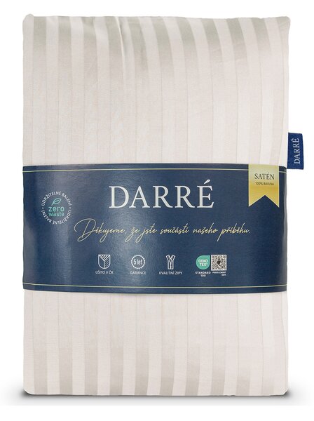DARRÉ Damaškové saténové povlečení Pruh 10 mm - Champagne Velikost: 140 x 200 + 70 x 90