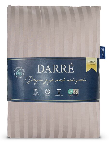 DARRÉ Damaškové saténové povlečení Pruh 10 mm - Light brown Velikost: 140 x 200 + 70 x 90