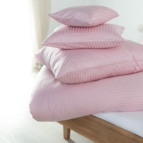 DARRÉ Damaškové saténové povlečení Pruh 10 mm - Light pink Velikost: 140 x 200 + 70 x 90