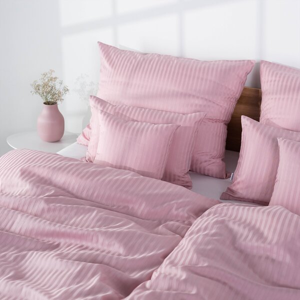 DARRÉ Damaškové saténové povlečení Pruh 10 mm - Light pink Velikost: 140 x 200 + 70 x 90