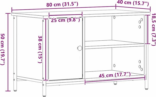 VidaXL TV skříňka 80 x 40 x 50 cm kompozitní dřevo [862144] Barva: dub artisan