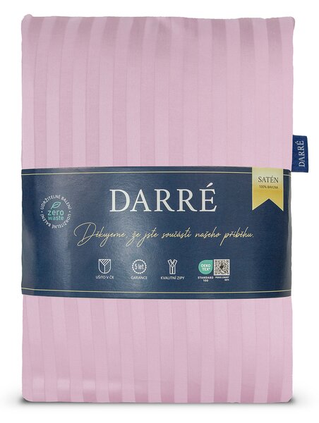 DARRÉ Damaškové saténové povlečení Pruh 10 mm - Light pink Velikost: 140 x 200 + 70 x 90