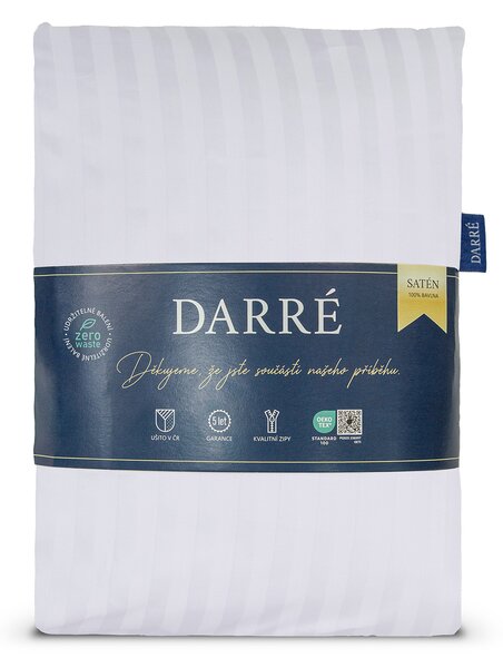 DARRÉ Damaškové saténové povlečení Pruh 10 mm - White Velikost: 140 x 200 + 70 x 90