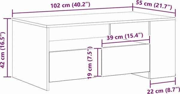 VidaXL Konferenční stolek 102x55x42 cm kompozitní dřevo [862733] Barva: Staré dřevo