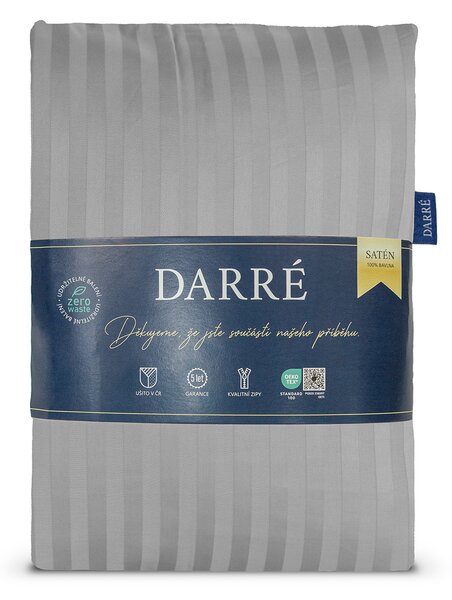 DARRÉ Damaškové saténové povlečení Pruh 10 mm - Silver Velikost: 140 x 200 + 70 x 90