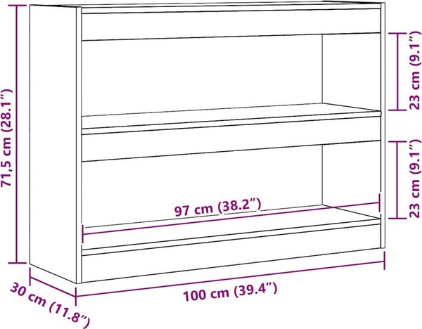 VidaXL Knihovna / dělicí stěna 100 x 30 x 72 cm [862723] Barva: Staré dřevo