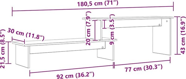 VidaXL TV stolek 180 x 30 x 43 cm kompozitní dřevo [875130] Barva: Staré dřevo