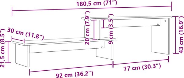 VidaXL TV stolek 180 x 30 x 43 cm kompozitní dřevo [875130] Barva: Staré dřevo