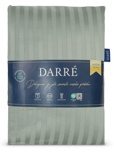 DARRÉ Damaškové saténové povlečení Pruh 10 mm - Salvia Velikost: 140 x 200 + 70 x 90