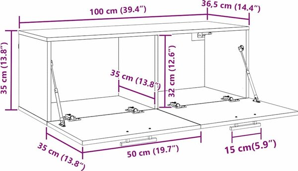 VidaXL Nástěnná skříňka 100x36,5x35 cm kompozitní dřevo [879573] Barva: Staré dřevo
