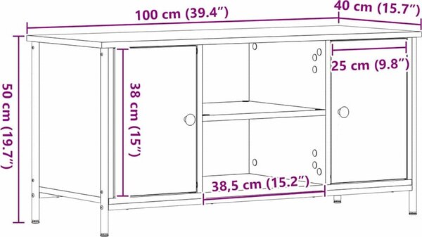 VidaXL TV skříňka 100 x 40 x 50 cm kompozitní dřevo [862141] Barva: Staré dřevo