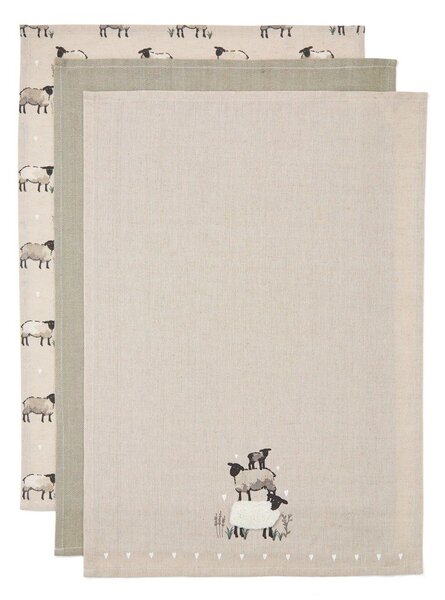 Utěrky v sadě 3 ks s příměsí lnu 45x65 cm Highland Sheep – Cooksmart ®
