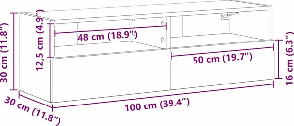 VidaXL Nástěnná TV skříňka 100x30x30 cm kompozitní dřevo [862192] Barva: dub artisan