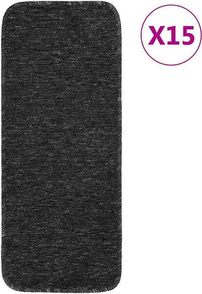 VidaXL Protiskluzové podložky na schody 15 ks PP [4019812] Barva: antracitová, Velikost: 75 x 20 cm