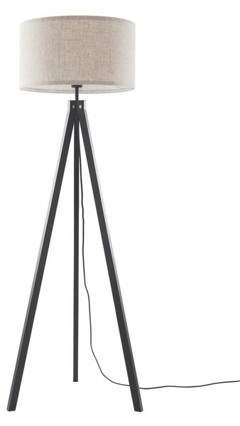 Stojací Lampa Lindby, Herry, Černá, Obývací pokoj, Tkanina / Textil, Skandinávský
