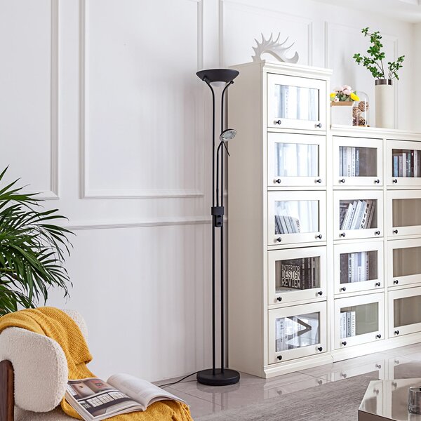 Stojací Lampa Lindby, Josefin, stmívatelné, Černá, Obývací pokoj, Kov, Moderní