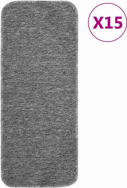 VidaXL Protiskluzové podložky na schody 15 ks PP [4019812] Barva: antracitová, Velikost: 75 x 20 cm