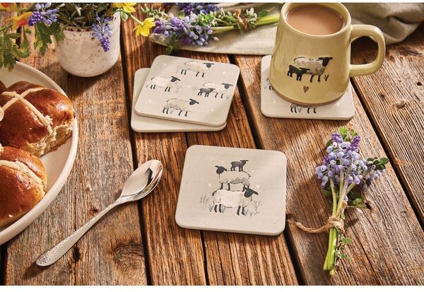 Taupe korkové podtácky v sadě 4 ks Highland Sheep – Cooksmart ®